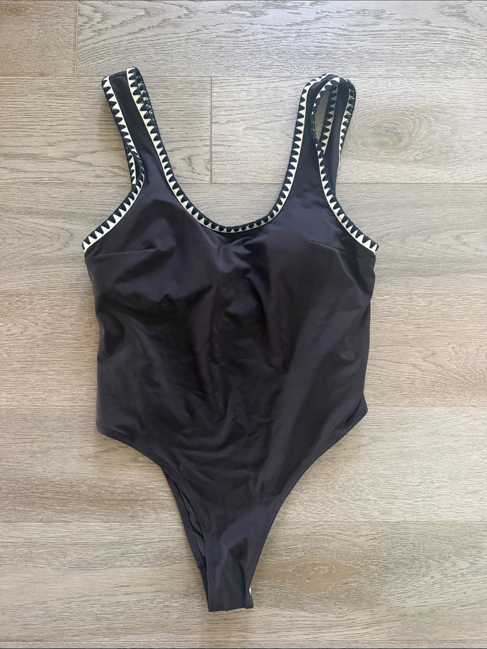 Classic Brown One-Piece Swimsuit with Contrast Trim